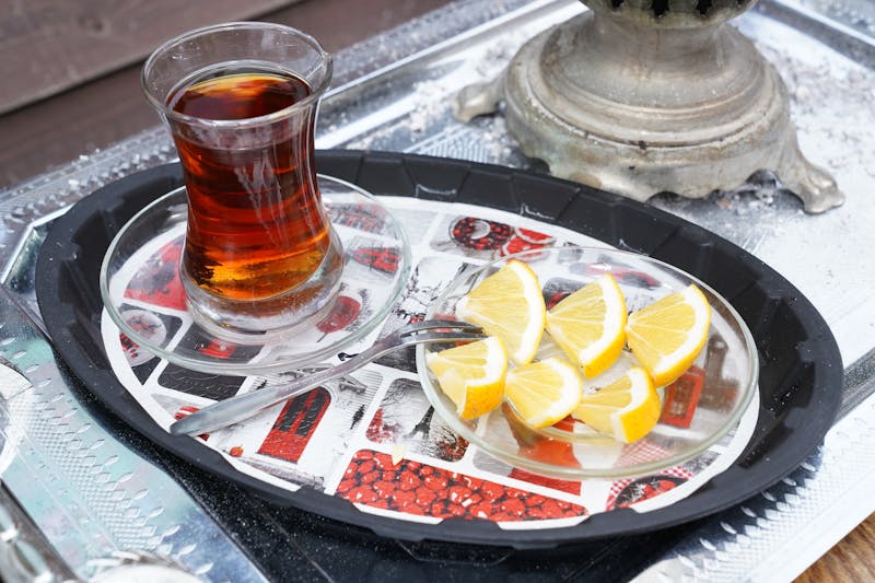 Classic Southern sweet tea with lemon slice